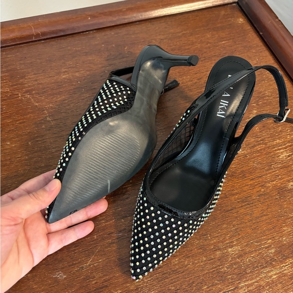 Pointed Toe Slingback Slip-on Rhinestones Heels - Picture 3 of 9